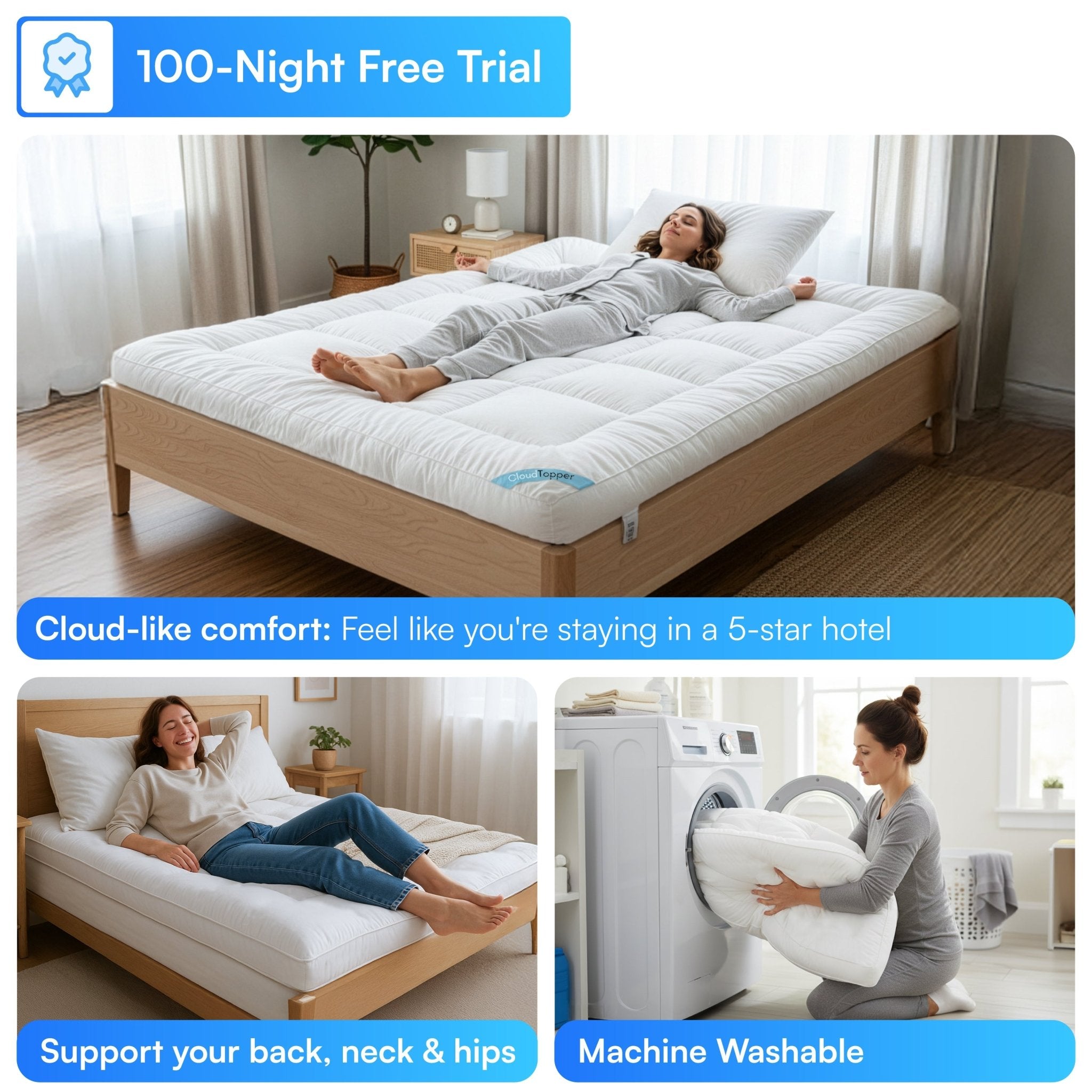 CloudTopper™ Luxury Thick Mattress Topper - CloudTopper